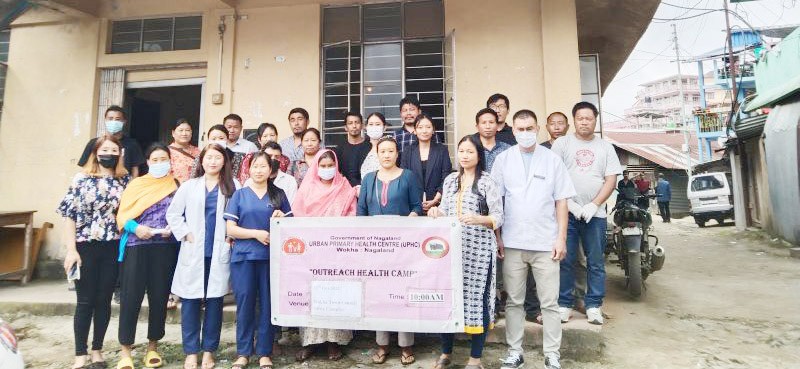 Medical officers, UPHC staffs and beneficiaries during the health camp held at Wokha Town Council Office on October 15.
